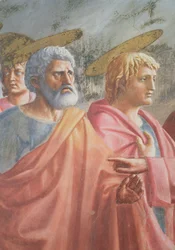 Denaro del Tributo: San Pietro comandato da Cristo di catturare un pesce, anche San Giovanni Evangelista, c.1427